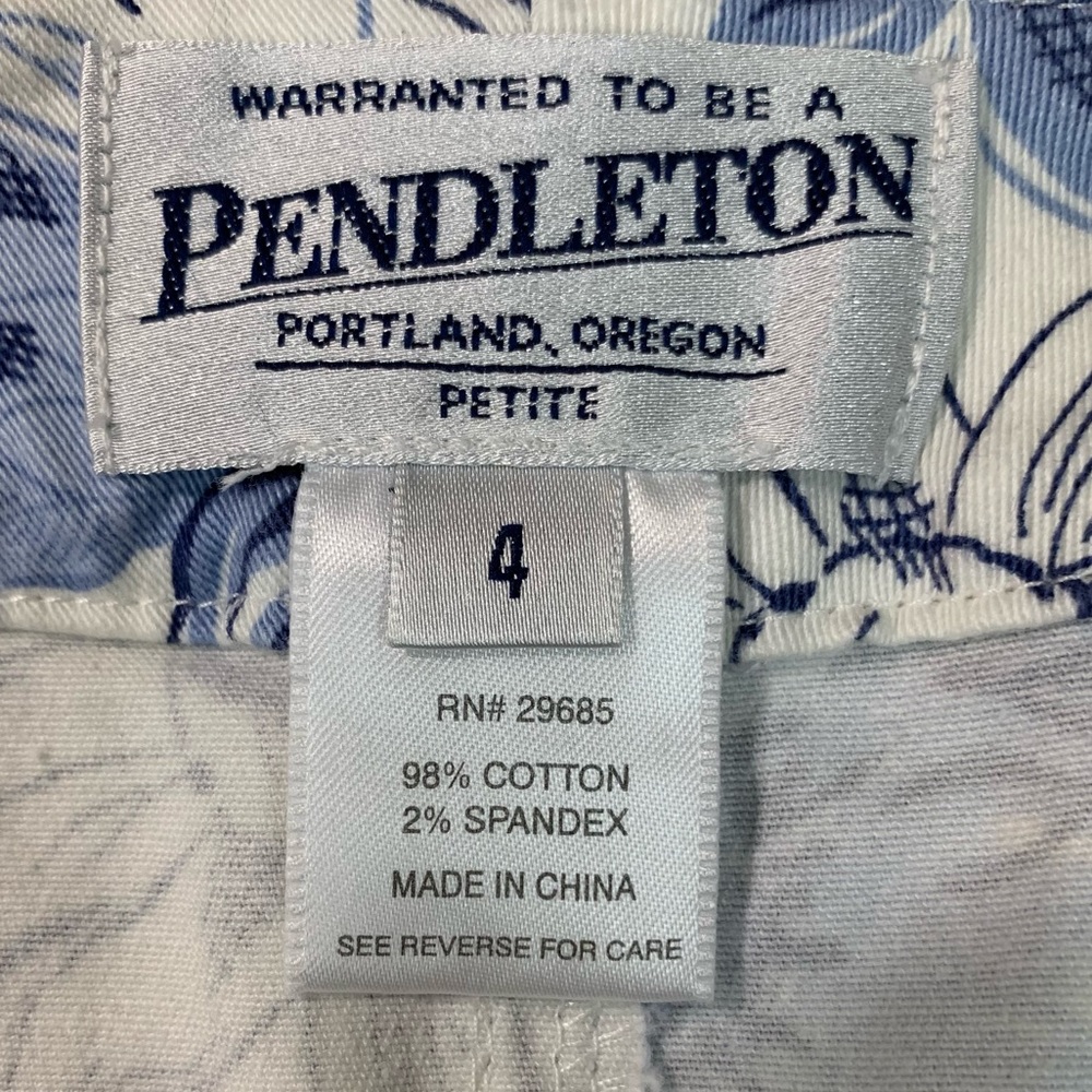 Vintage PENDLETON Skirt Cotton Blue White Sunflower Floral size 4P Quali… - Picture 3 of 6